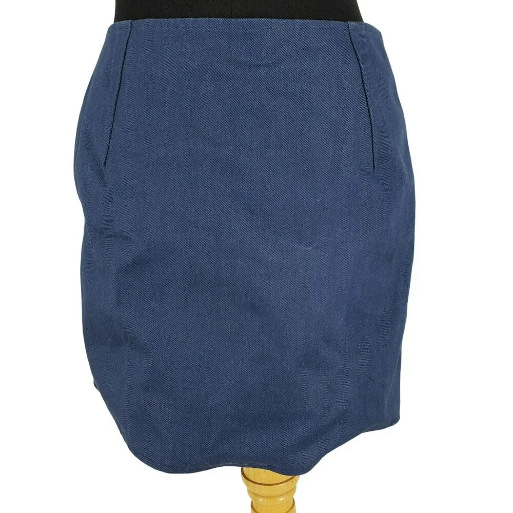 Miko Miko Stripe Skirt Faux Leather Blue White Mod Retro Futuristic Cosplay - Picture 7 of 16